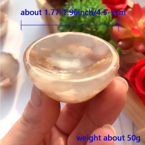 Stunning real gemstone peach and milky white colored crystal ball holder - Picture 3 of 3